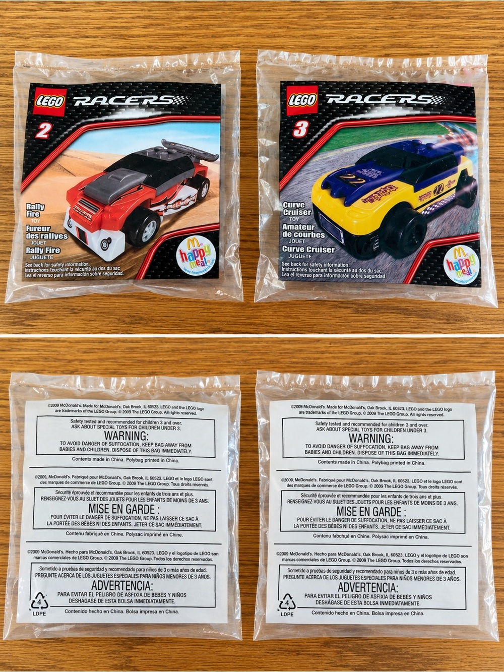 LEGO Racers McDonald’s Happy Meal 2009 #2 Rally Fire & #3 Curve Cruiser Sealed
